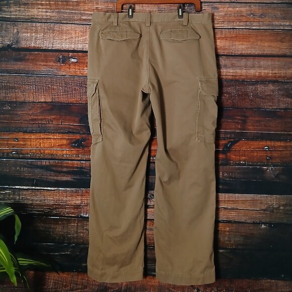 Eddie Bauer Cargo Pants Mens 40X32 Cotton Flannel Lined Warm Khaki Tan - Picture 2 of 10